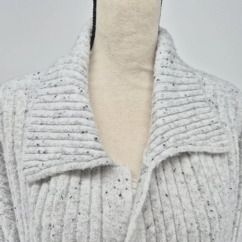 Song of Style Long Ribbed Knit Sz Large Soft Cardigan Duster Gray Fleck‎ Pockets